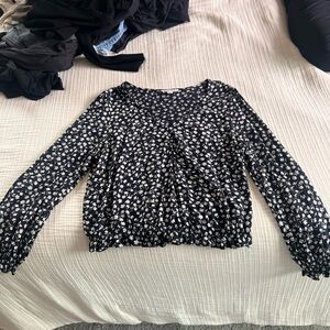 Floral dark blue and White Women's Top